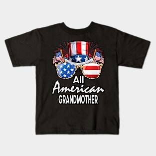 All American Grandmother 4th of July USA America Flag Sunglasses Kids T-Shirt